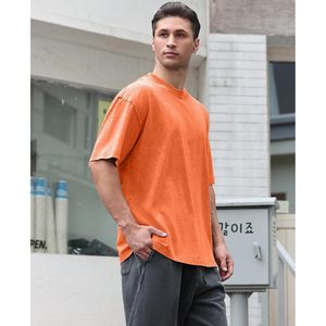 T-shirts en coton pour hommes, coupe ample, manches courtes, décontractés, couleur unie, basiques, respirants, en tissu jersey - Product Image 3