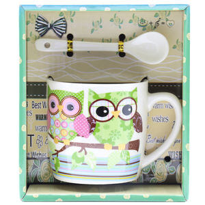 แก้วเซรามิกพิมพ์ลายนกฮูกสำหรับเป็นของขวัญถ้วยเซรามิกพิมพ์ซับลิเมชันตามสั่ง - Product Image 5
