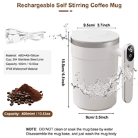 Nouvelle conception, tasse à café électrique miniature de 400 ml, auto-mélangeuse, étanche, tasse à café alimentaire sécurisée, rechargeable par USB, tasse magnétique automatique