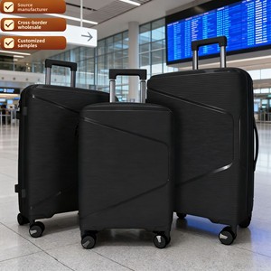 Ensemble <span class=keywords><strong>de</strong></span> bagages incassables en PP, 3 pièces, noir, coque rigide en polypropylène, valises légères, sacs <span class=keywords><strong>de</strong></span> voyage à roulettes, polyester imperméable - Product Image 1