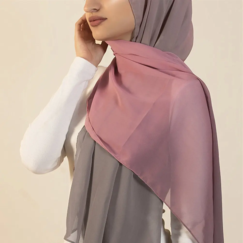 Latest Designs Long Chiffon Malaysian Hijabs Scarf Glitter Hot Drilling Lace Islamic Hijabs For Women