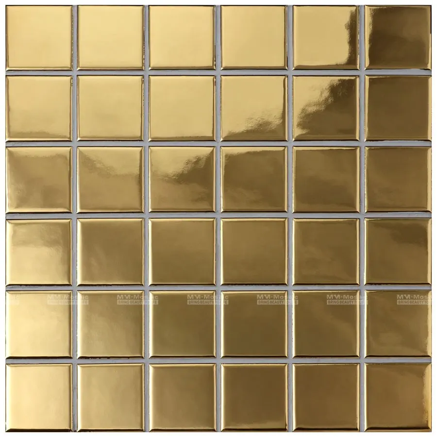 Новые товары, заводская цена, зеркальная глянцевая поверхность 48x48 мм, квадратная мозаичная настенная плитка золотого цвета для настенного монтажа