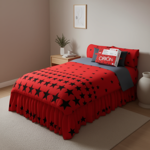 Edredón Individual Orion, Estrellas Rojas y Negras, Algodón, Tamaño Individual, Ropa de Cama para el Hogar, Estilo Moderno para Todas las Temporadas - Product Image 2
