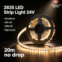 Lampu Strip LED 2835 120leds/m DC24V  Lumen Tinggi Lampu Pita LED Fleksibel 20m Tanpa Kedip Arus Konstan