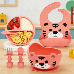 Juego de Vajilla para Niños Libre de BPA, No Tóxico, Fácil de Limpiar, Juego de Alimentación de Silicona para Bebés, Apto para Horno, para Bebés de 1 a 6 Meses - Product Image 1