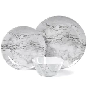 Unbreakable wholesale melamine marble design dinner food serving plates food grade daily use