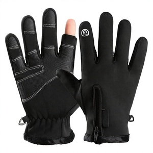 Gants de cyclisme d'hiver pour hommes, imperméables, thermiques, compatibles écran tactile, à doigts entiers, avec fermeture éclair, pour le cyclisme et les sports de plein air - Product Image 1