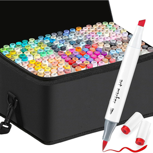 Ensemble de 168 marqueurs à alcool avec double pointe pinceau et biseau, stylos permanents pour coloriage adulte, <span class=keywords><strong>dessin</strong></span> d'anime, illustration - Product Image 1