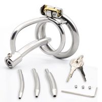Cage de chasteté masculine en acier inoxydable avec tube urétral amovible, dispositif de chasteté CB, plug urétral de différentes tailles, jouet de contrainte SM pour hommes