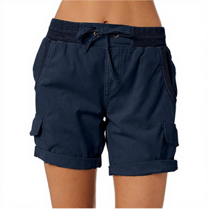 Shorts de sport pour femmes, taille mi-haute, coupe régulière, taille élastique, respirant, en toile, séchage rapide, imperméable, pour la salle de sport, l'entraînement, décontracté, en plein air - Product Image 4