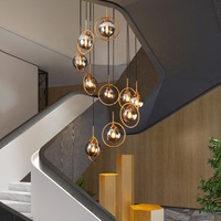 Nordique Simple Creative Lumière De Luxe Escalier Lustre Longue Ligne Villa Personnalité Rotative Pendentif Lampe Pour Haut Plafond