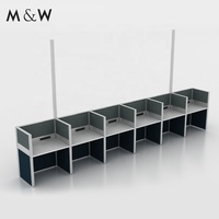 M&W Mobilier de bureau moderne : Poste de travail en îlot pour centre d'appels, Table de bureau avec cloison, Poste de travail informatique