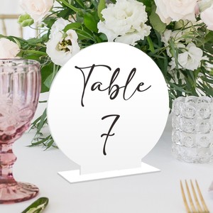 Ychon acrylique rond blanc Table numéros bricolage personnalisé siège signes mariage siège carte salle à manger Table numéro <span class=keywords><strong>cartes</strong></span> - Product Image 5