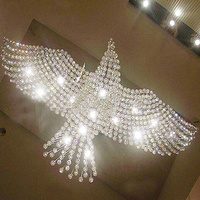 Lustre en cristal de luxe postmoderne en forme d'aigle pour hôtel et villa, avec télécommande et hauteur réglable, luminaire décoratif de plafond