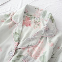 Pakaian Rumah Wanita Bahan Rayon Bernapas untuk Musim Semi dan Musim Panas, Set Piyama 2 Potong dengan Kardigan Kerah Lipat Lengan Pendek dan Celana Pendek