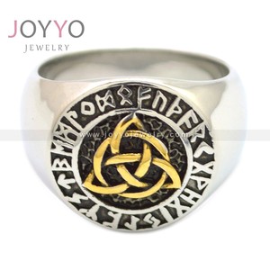2020 Nóng Bán Cổ Điển Thép Không Gỉ Người Đàn Ông Đúc Tam Biểu Tượng Viking Celtic Knot Odin Signet Nhẫn - Product Image 3