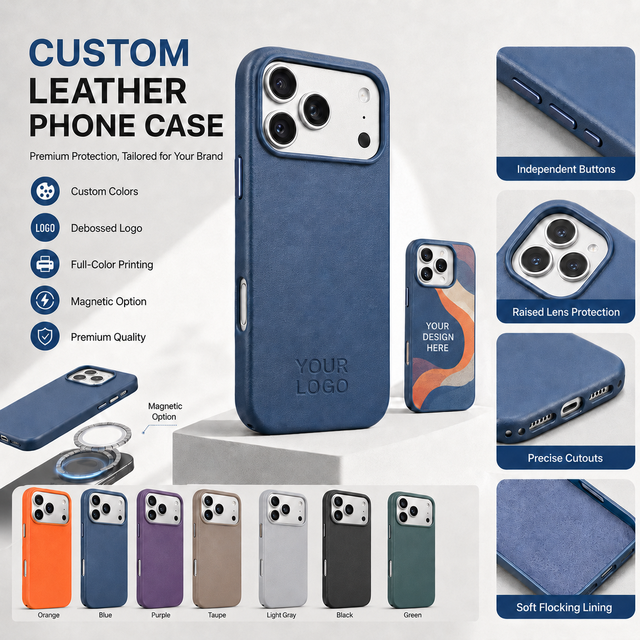 Customized OEM/ODM Magnetic Full Protection Business Vegan Leather Mobile Phone Case for iPhone 18 17 16 Pro Max