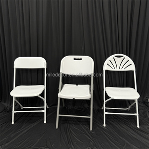 <span class=keywords><strong>เก้าอี้</strong></span>พลาสติกพับได้สีขาวน้ำหนักเบาพกพาสะดวกสำหรับงานกลางแจ้ง งานปาร์ตี้ในสวน ให้เช่าสำหรับงานอีเว้นท์ - Product Image 2