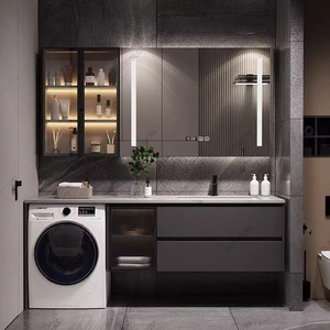 Comptoirs simples en pierre du <span class=keywords><strong>nord</strong></span>, armoires à miroir intelligentes, rangement à tiroirs, lavabo de salle de bain haut de gamme - Product Image 3