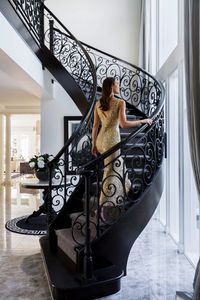 Usine Tanlong <span class=keywords><strong>Escalier</strong></span> en fer forgé <span class=keywords><strong>Escalier</strong></span> d'intérieur Balustrade Garde-corps <span class=keywords><strong>Escalier</strong></span> incurvé en acier - Product Image 4