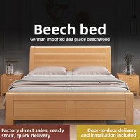 Lit double en bois massif 1,8 m pour chambre principale, avec rangement, lit bas, style chinois moderne et simple, assemblage à mortaise et tenon, modèle 311