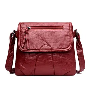 2024 Wholesale Wash Vegan Leather Shoulder Crossbody Bag For Women Retro Design