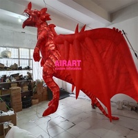 Modèle de dragon bleu gonflable décoratif suspendu, accessoires de ballon de mascotte de dragon de mouche gonflable