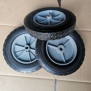 Solid Rubber Wheels 8x1.75 Gray <b>Plastic</b> Spokes Hard Tread Industrial Casters No Brake Round Bore - Product Image 3