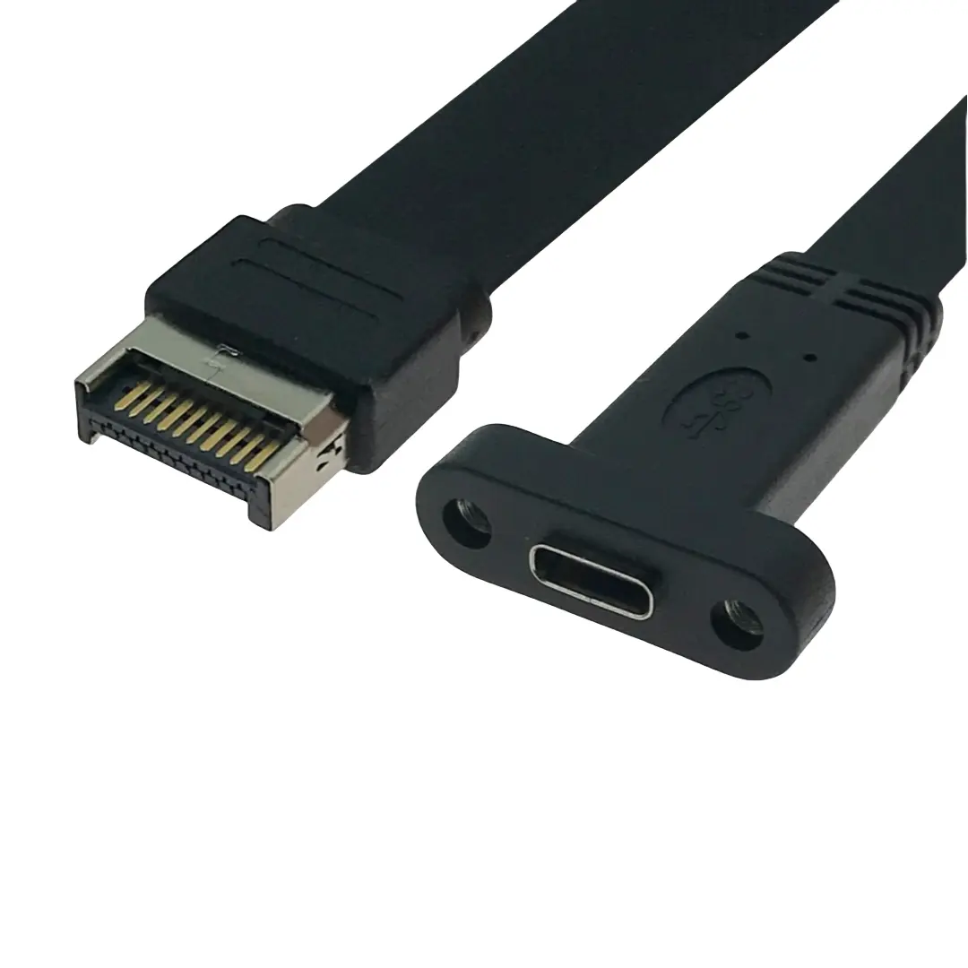 Toptan 10Gbps USB3.1 tipi E erkek USB tip C dişi düz kablo ile ön panel montaj