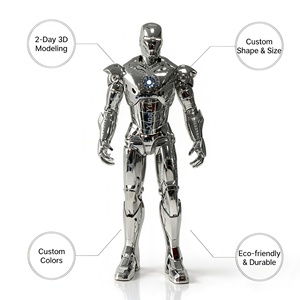 Grande sculpture de robot cyberpunk mécanique avec éclairage LED, finition miroir, en fibre de verre, pour décoration intérieure, statue artistique - Product Image 1