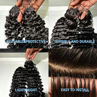 Offre Spéciale Cheveux Humains au Crochet Ondulés Profonds # Lot de Cheveux au Crochet Pré-Séparés Miracle Knots Couleur 1B pour Femmes
