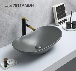 PATE 陶瓷盆制造商黑暗的马特灰色上方柜台盆浴室容器水槽
