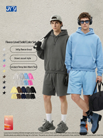 Ensemble sweat à capuche et short en polaire pour homme, style américain oversize, coupe droite, 2 pièces, impression de logo personnalisée