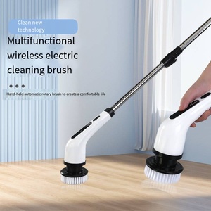 Spin <b>Scrubber</b> with Adjustable Handle Cleaning Brush with 9 Replaceable Brush Heads for Cleaning Bathroom Kitchen Floor - Product Image 2