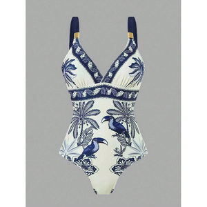 <span class=keywords><strong>Maillot</strong></span> <span class=keywords><strong>de</strong></span> <span class=keywords><strong>bain</strong></span> une pièce imprimé bleu avec jupe, style bikini, pour femme, idéal pour les sources chaudes - Vente en gros - Product Image 2