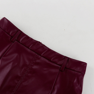 Zip arrière <span class=keywords><strong>bordeaux</strong></span> PU à la mode taille haute Midi jupes longues bureau dame printemps 2025 vêtements pour femmes <span class=keywords><strong>jupe</strong></span> en <span class=keywords><strong>cuir</strong></span> pour les femmes - Product Image 6