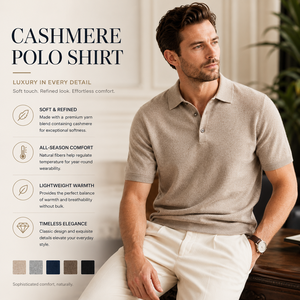 Polo de Cachemira para Hombre, Mezcla de Cachemira, Tejido de Punto, Manga Corta, Suave, Ligero, Lujoso, Informal, para Negocios, Golf, con Logotipo Personalizado - Product Image 1