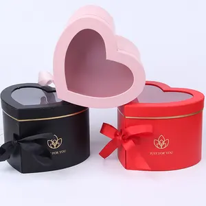 Großhandel rosa rot weiß doppelschichtig benutzerdefinierte herzform Papier Geschenk luxuriöse rose Blume benutzerdefinierte herz-Schachtel für Mütter-Schachtel