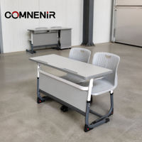 Bureau d'école double réglable pour étudiants, mobilier scolaire, conception personnalisée OEM ODM, fabricant direct d'usine