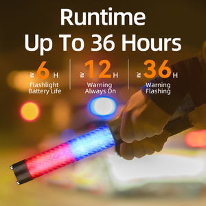 安全警告用ポータブル交通信号バトン防水LEDフラッシュセキュリティライトレッドスティック - Product Image 3