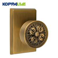 Koppalive Bouton de porte de passage de confidentialité sécurisé en laiton massif antique avec plaque arrière