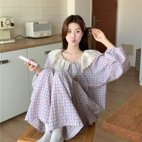Conjunto de Pijama para Mujer, Diseño de Nubes, Manga Larga, Cintura Elástica Suave, para Primavera/Otoño, ODM China