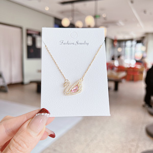 HX0142 Ins Fashion Sparkling <strong>Swan</strong> Necklace Micro Paved CZ Crystal <strong>Swan</strong> Pendant Clavicle Chain Women's <strong>Jewelry</strong> - Product Image 4