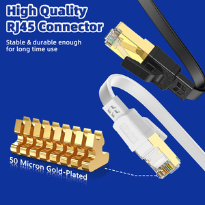 Ventas calientes 40Gbps CAT8 FLAT STP Patch Cord Cat <span class=keywords><strong>8</strong></span> Bare Copper 30AWG <span class=keywords><strong>Cable</strong></span> de red RJ45 PVC Shield Ethernet Cables <span class=keywords><strong>Categoría</strong></span> <span class=keywords><strong>8</strong></span> - Product Image 5