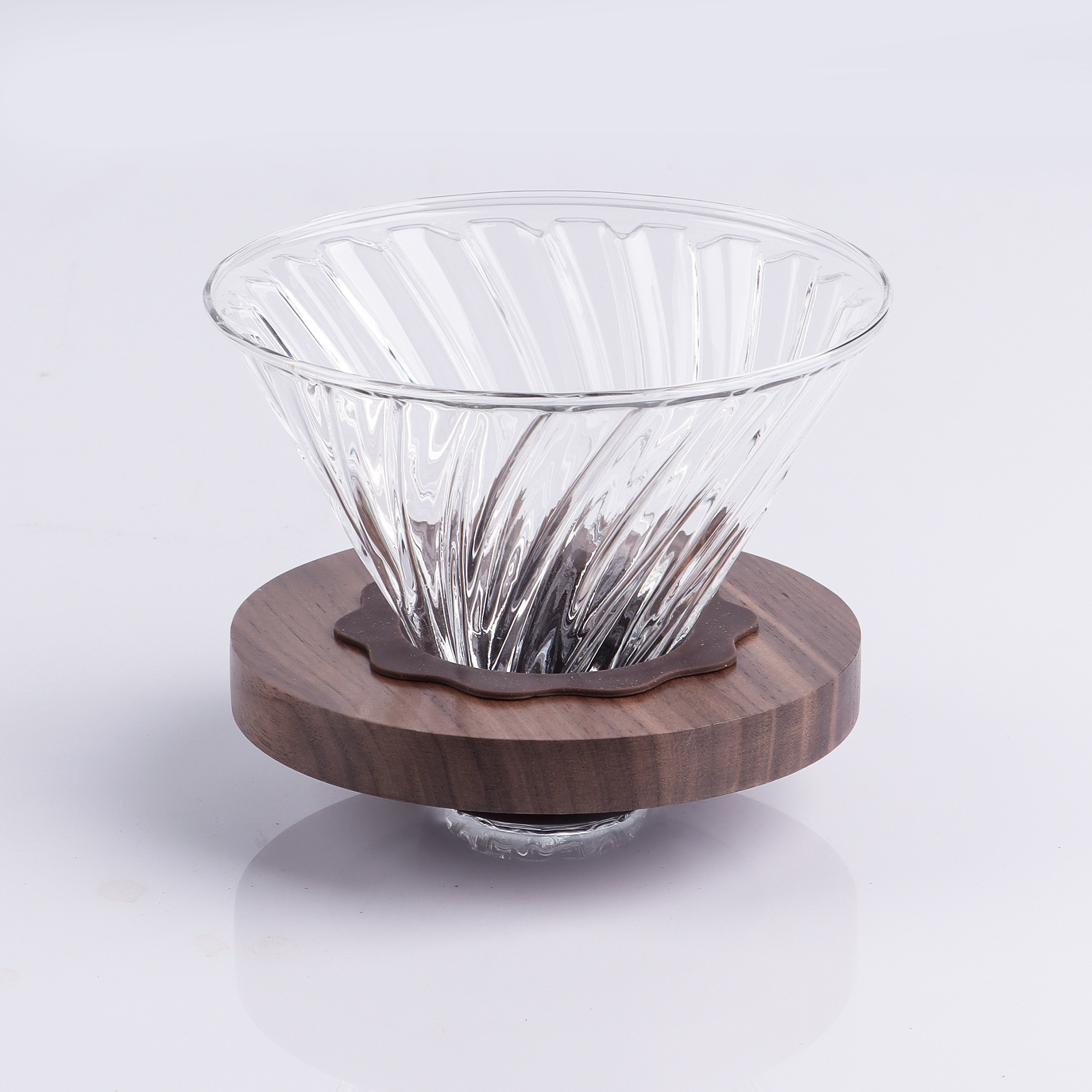 Colador de madera de nogal con inserto transparente [Estilo estándar]