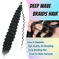 Extensions de cheveux synthétiques en vrac, 20 pouces, bouclés crépus, pour réparation de dreadlocks, tresses et torsades, noir naturel teint, trame simple