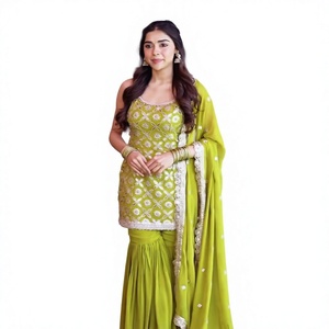 Salwar Kameez Sharara pour femmes, tenues Diwali, hiver, été, WeGreen, Salwar Kameez brodé avec dupatta pour femmes - Product Image 1