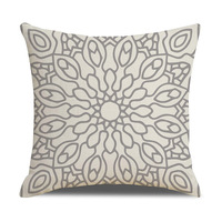 Housse de coussin YINUAN gris marine, motif géométrique moderne mandala, fermeture éclair, housse de coussin décorative