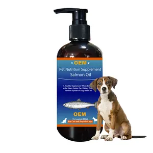 OEM olio di salmone per cani di sostegno immunità Pet Alaska selvatica olio di salmone con Omega 3 EPA DHA olio di pesce Pet integratore liquido per animali domestici