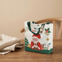 Sac fourre-tout en toile coloré avec motif de sapin de Noël du Père Noël, Joyeux Noël, réutilisable, recyclable, cadeaux de Noël, emballage textile